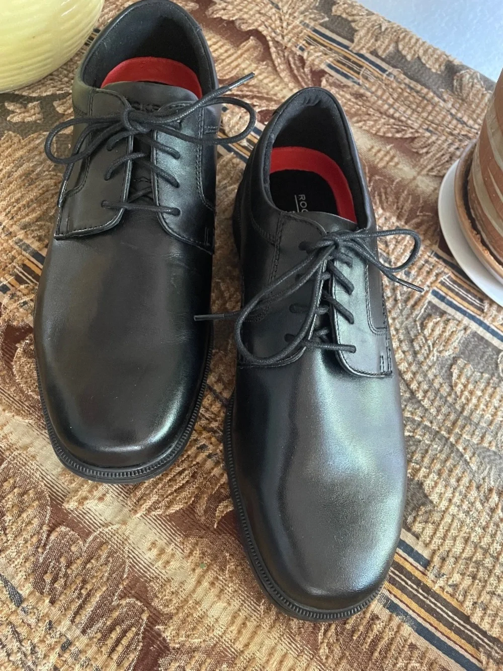 NWT Rockport men's tailor waterproof plain to Oxford, black leather size 8